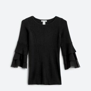 New DESIGN HISTORY
Ethelda Ruffle Bell Sleeve Sweater